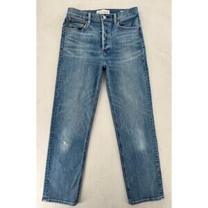 Aritzia Denim Forum Arlo Jeans High Rise Straight Jeans 28L Long Ankle Jeans